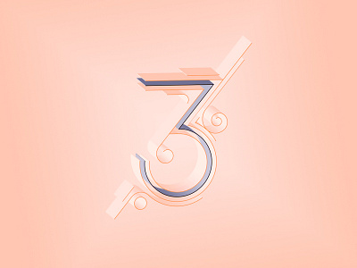 3 Days 3 art countdown deco illustration number three