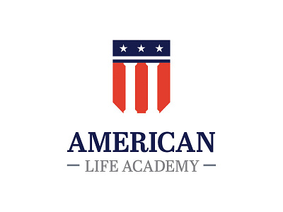 American Life Academy academy america logo logotype pillars royal stars stripes symbol traditional usa