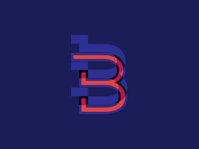 B b blue letter orange type typography