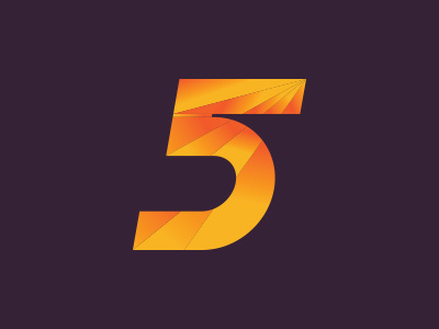 Five 5 five gradient number rays sliced typography