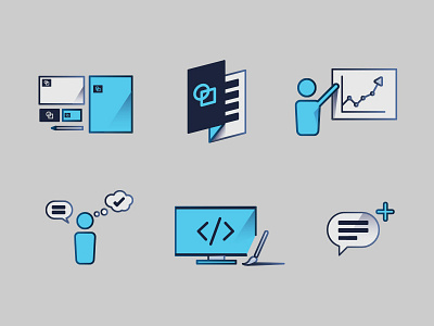 Lexia Marketing Icons brochure computer design face flat graph head icon icons marketing message stationery