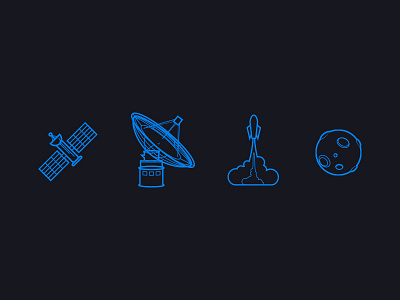 Space Icons art icon icons illustration line moon rocket shuttle space