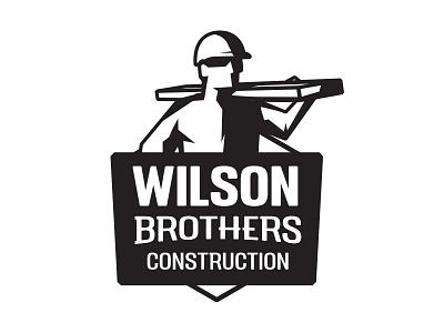 Wilson Brothers Construction Logo Concept building construction logo logotype man old solid strong timber tradesman wood
