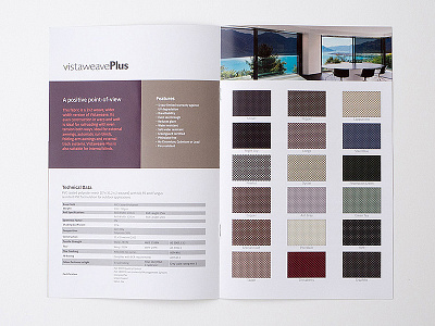 Vistaweave Spread awnings blinds brochure design illustrator pattern print sample