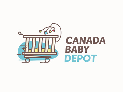 Baby Depot Logo Concept baby cart cot depot infant logo shopping trolley