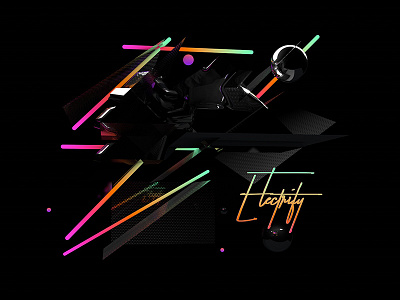 Electrify 3d 80s abstract cinema4d digital pop retro synth wave