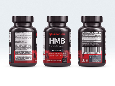 Megathom HMB Labels bottle fitness gym label logo mockup protein sport supplement