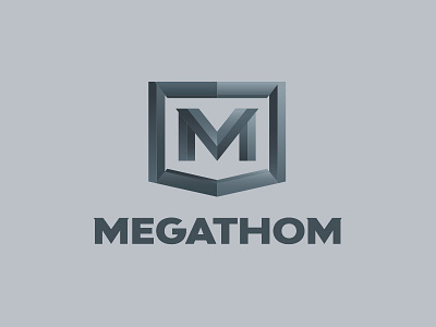 Megathom Logo Design fitness gym logo logotype m monogram shield steel strong supplement