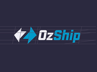 OzShip Logo Design - Construction Lines arrow australia construction grid guide lines logo logotype monogram transport