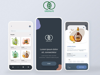 Green Life - Herbal & Organic Products App UI design