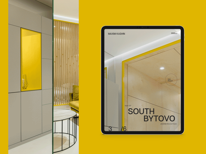Maxim Kashin Architects aep animation interaction interior minimal personal site tablet
