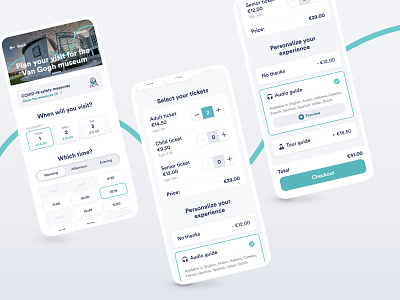 Museum tickets booking concept add on app covid19 date picker datepicker inputs interface minimal museum neomorphism new tickets timeslot tourism travel ui ux
