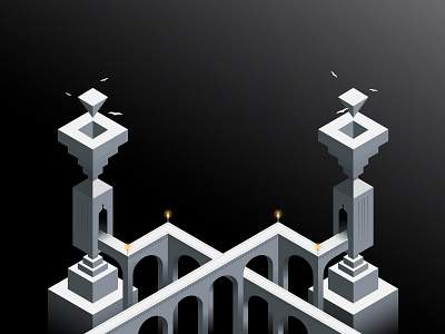 Lonely Towers 3d app design game geometric illustration monument valley symmetry