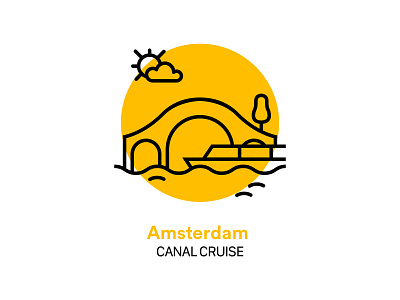 Amsterdam Canal Cruise Icon amsterdam boat bridge canal cruise design glyph icon illustration interface ui vector water