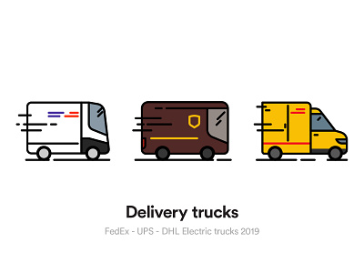 Delivery Trucks delivery delivery service dhl ecommerce electric fedex icon icon design iconography shipping truck trucks ups vector vehicle