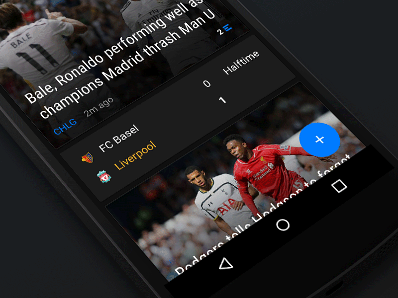 Floating Action Button, theScore Android design fab material sports thescore