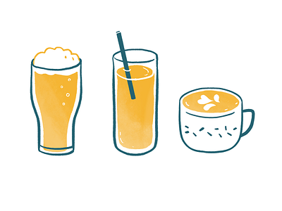 Hélou beer cappucino coffee drink dyeos helou illustration juice tea