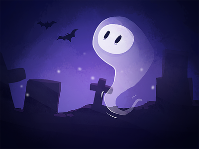 The ghost bat boo cemetery dyeos ghost halloween illustration lepreux phantom sarah