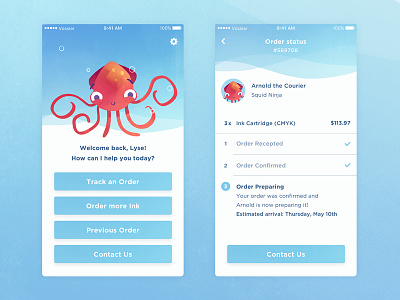 Brief #8 - Squid.ink dyeos illustration ink interface ios octopus order squid timeline ui vossier