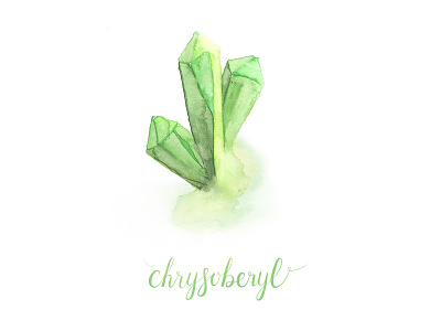 Chrysoberyl calligraphy crystals gemstones hand lettering watercolor