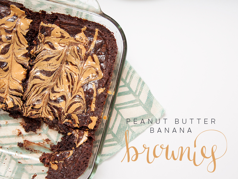 Peanut Butter Banana Brownies food photography calligraphy hand lettering photography