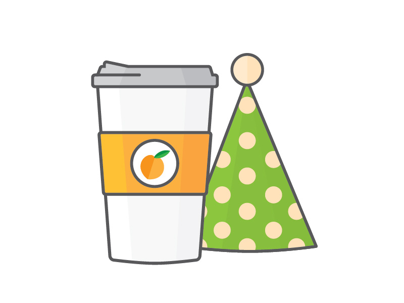 Coffee + Birthdays illustration coffee cup birthday party hat coffee