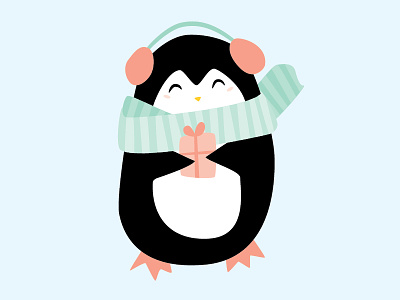 W.H. Penguin holiday illustration penguin vector winter