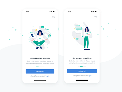 Onboarding illustrations - Docplanner Patient's App app assistant character chat consultation healthcare illustration illustrator notification product vector