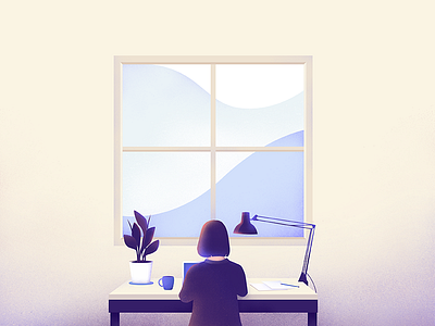 Window desk illustration product scene vector workspace