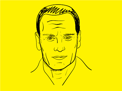 M. actor face illustration lines portrait vector yellow