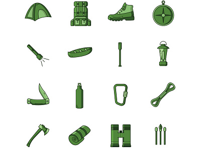 Outdoor Gear Camping Icons camping gear icon icons illustration line outdoor outdoors set stroke