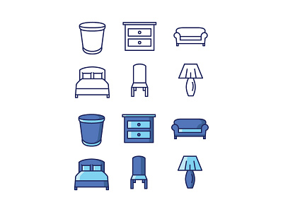 Furniture Icon Set flat furniture icon icon set iconography illustration outline room set stroke