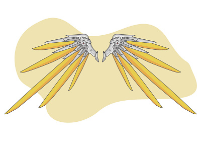 Mercy Wings blizzard flat gaming illustration line lineart linework mercy overwatch stroke wings