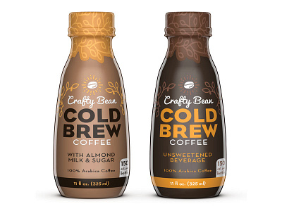 Crafty Bean Cold Brew Coffee Packaging bottle branding coffee cold brew design identity label lettering linework logo package packaging