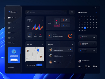 Health Tracking Dashboard app app design dashboard dashboard design desktop deashboard glassmorphism health app mordern ui
