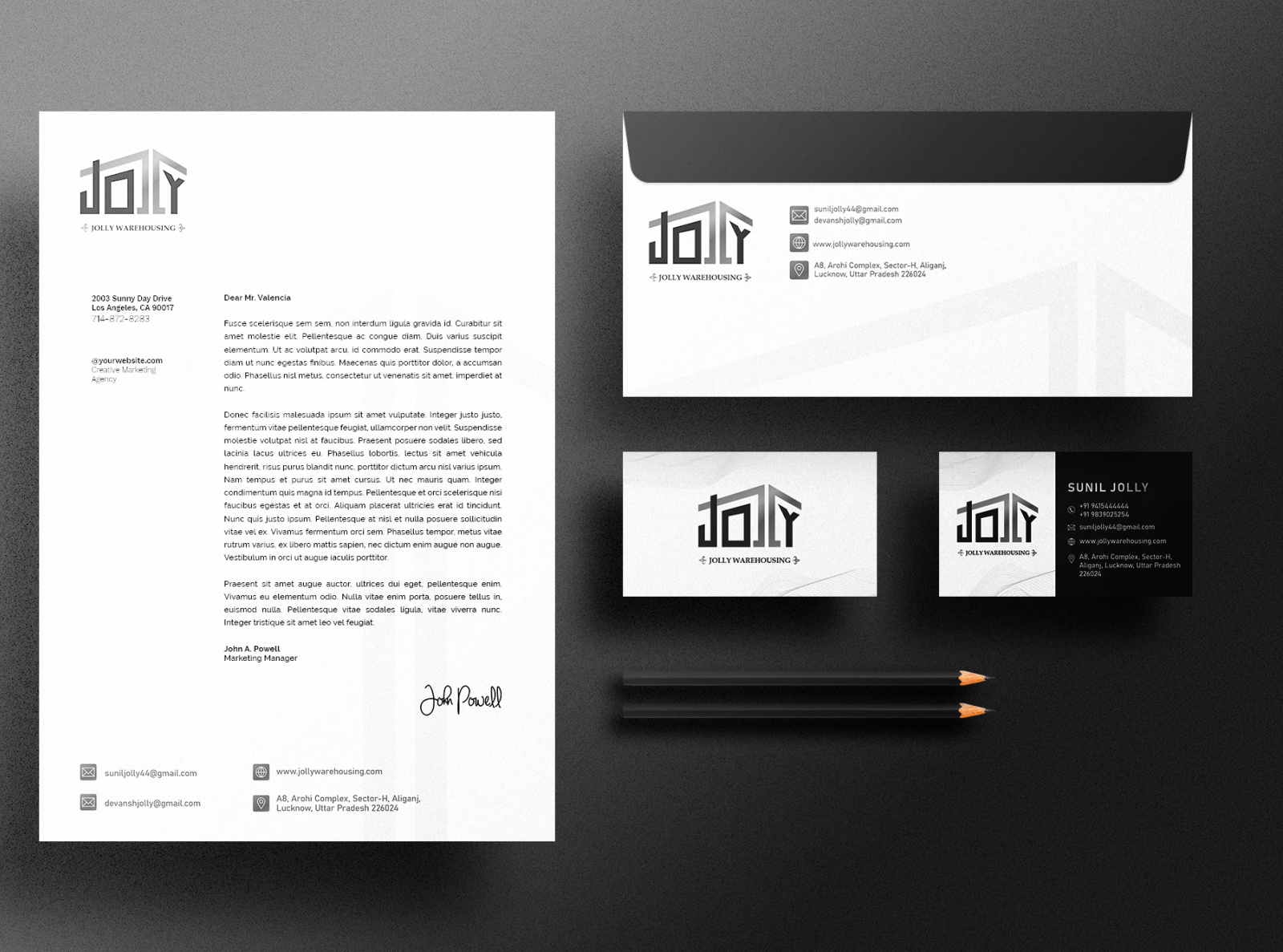 Jolly Warehousing Stationary Design by Arshad Usmani on Dribbble