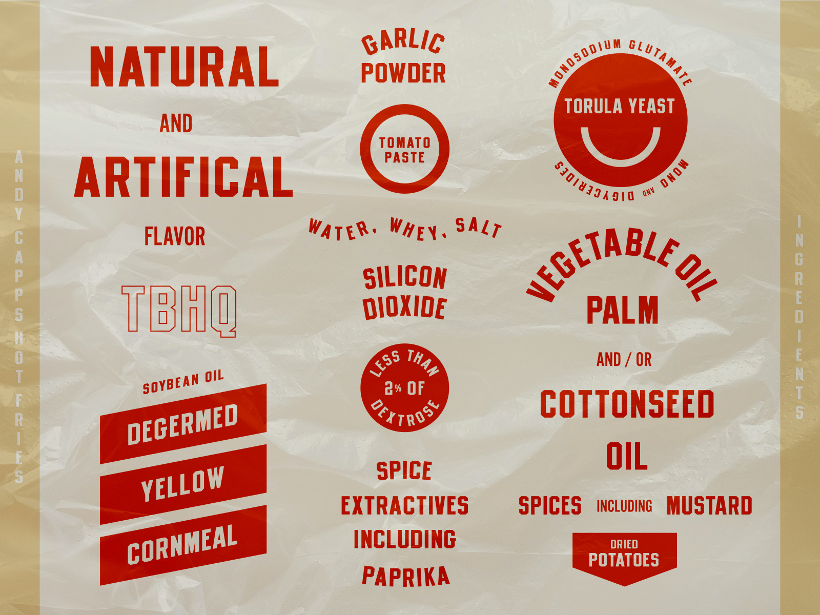 Andy Capp's Hot Fries Ingredients by Chloe Mun on Dribbble