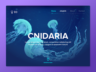 Daily UI 003 - Landing page above the fold blue cyan daily ui challenge home jellyfish landing page sea violet