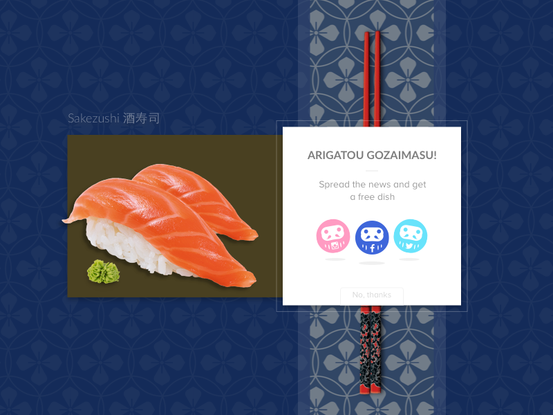 Daily UI 010 + Ugliest Color in The World Challenge sushi japan social share daily ui 10