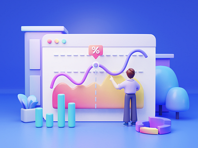 3D Data Chart Illustration1