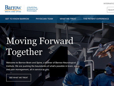 Barrow Brain & Spine front end medical ux website