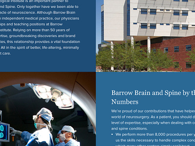 Barrow Brain & Spine - The Difference front end medical ux website