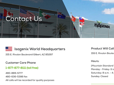 Isagenix Redesign - Contact Us