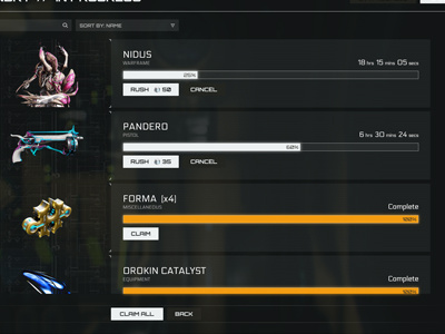 Warframe Foundry Redesign Concept 03 fui games gaming ui ux warframe