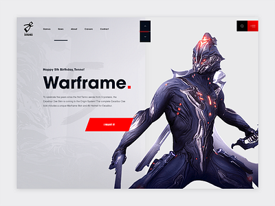 Warframe 5th Anniversary Hero Concept black black red design rebound red red black ui ux warframe