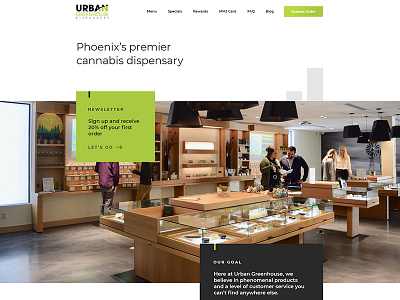 Dispensary Home Page cannabis design. dispensary responsive ux website