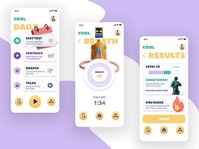 COOL: Wellness App for Kids app clean design iphone kids meditation mobile product psychology ui ux wellness