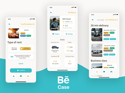 Comfy: Smart Carsharing with Delivery app behance car carsharing case minimal premium smart ui ux