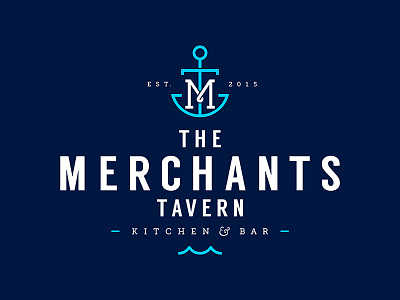 The Merchants Tavern anchor bar bold icon kitchen logo merchants minimal monogram nautical tavern wave