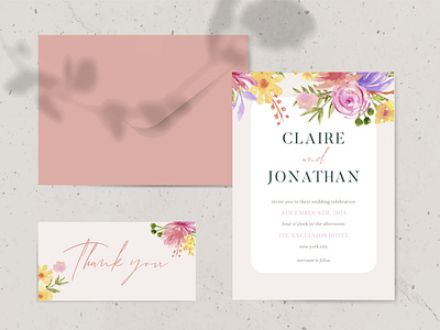 Summery Theme Watercolor Botanical Wedding Set